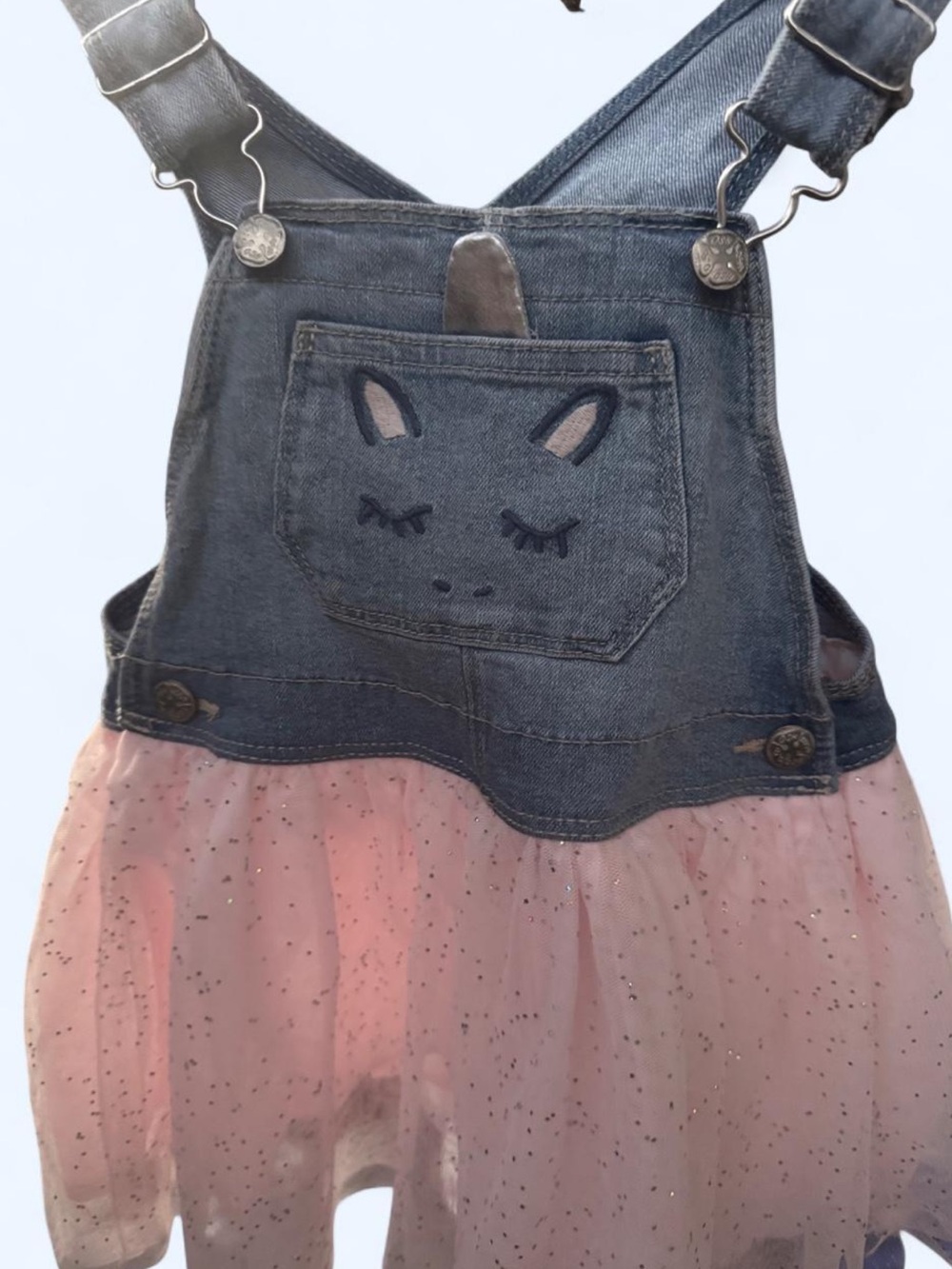 OshKosh B'gosh Denim Overall Dress with Pink Tulle Skirt